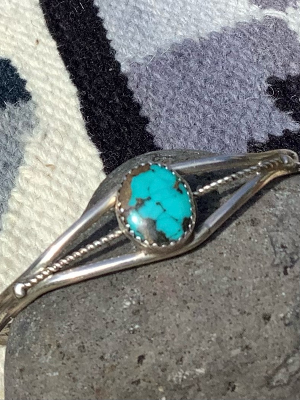 Sterling Silver Turquoise Stone Cuff Bracelet - Turquoise